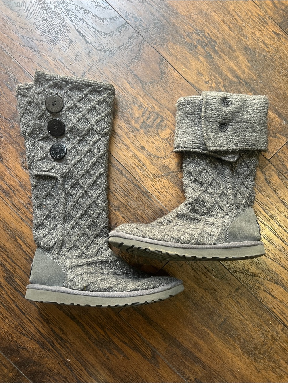 UGG Cardy gray sweater knit tall boot size 6